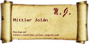 Mittler Jolán névjegykártya