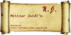 Mittler Jolán névjegykártya